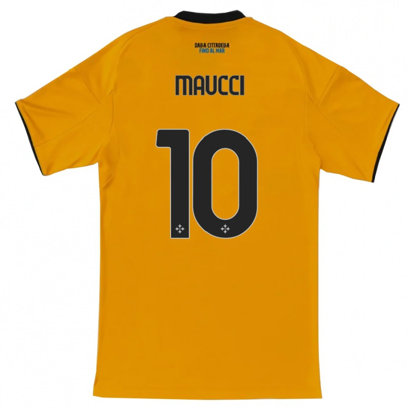 Danxen Uomo Maglia Giacomo Maucci #10 Arancione Blu Kit Gara Away 2025/26 Maglietta