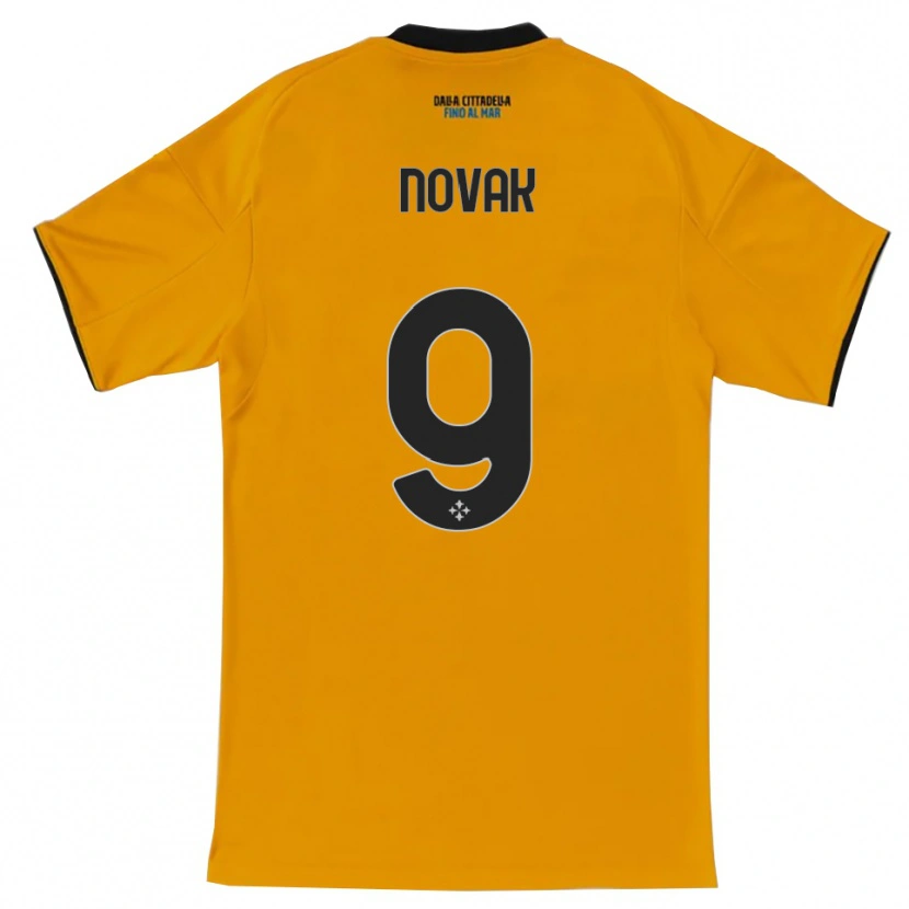 Danxen Uomo Maglia Maros Novak #9 Arancione Blu Kit Gara Away 2025/26 Maglietta
