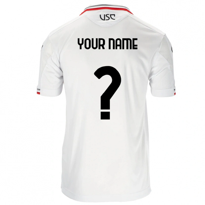 Danxen Uomo Maglia Il Tuo Nome #0 Bianco Rosso Kit Gara Away 2025/26 Maglietta