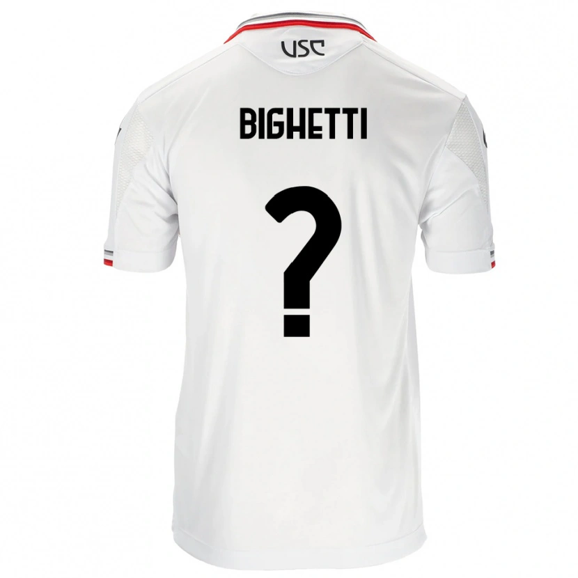 Danxen Uomo Maglia Paolo Bighetti #0 Bianco Rosso Kit Gara Away 2025/26 Maglietta