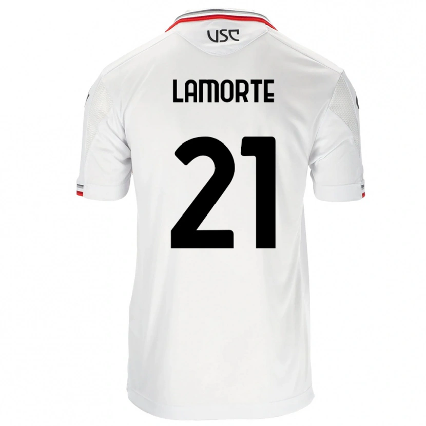 Danxen Uomo Maglia Alessandro Lamorte #21 Bianco Rosso Kit Gara Away 2025/26 Maglietta