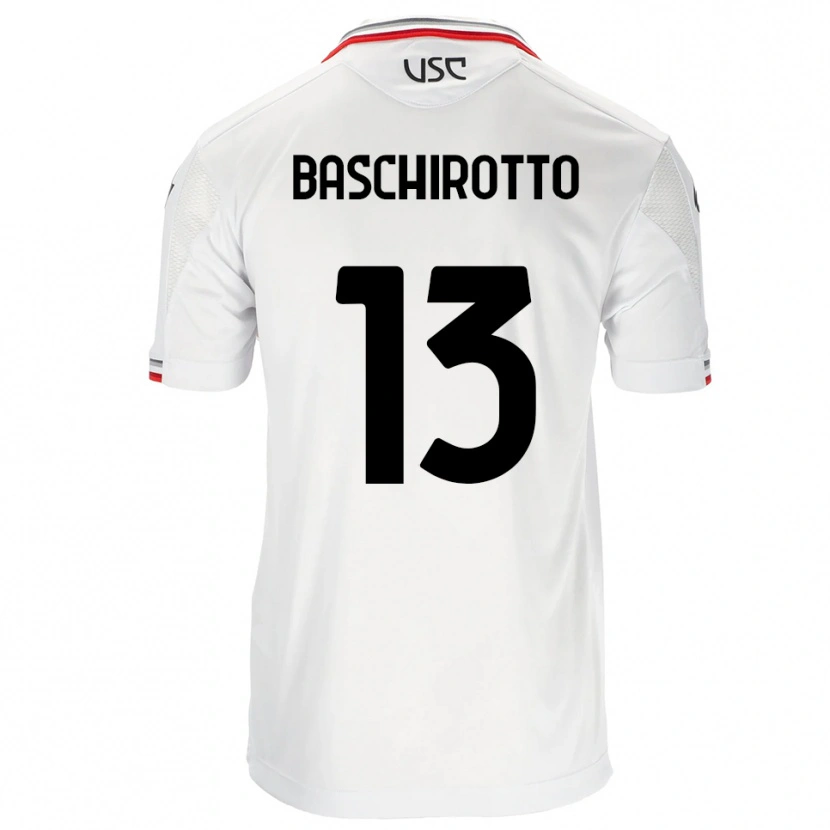 Danxen Uomo Maglia Federico Baschirotto #13 Bianco Rosso Kit Gara Away 2025/26 Maglietta