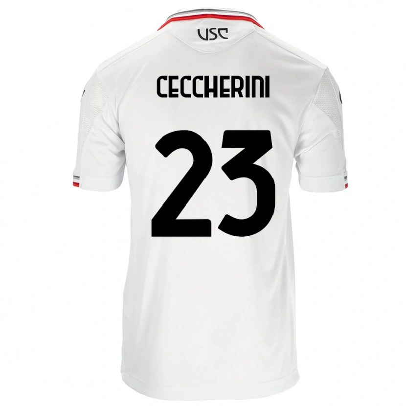 Danxen Uomo Maglia Federico Ceccherini #23 Bianco Rosso Kit Gara Away 2025/26 Maglietta
