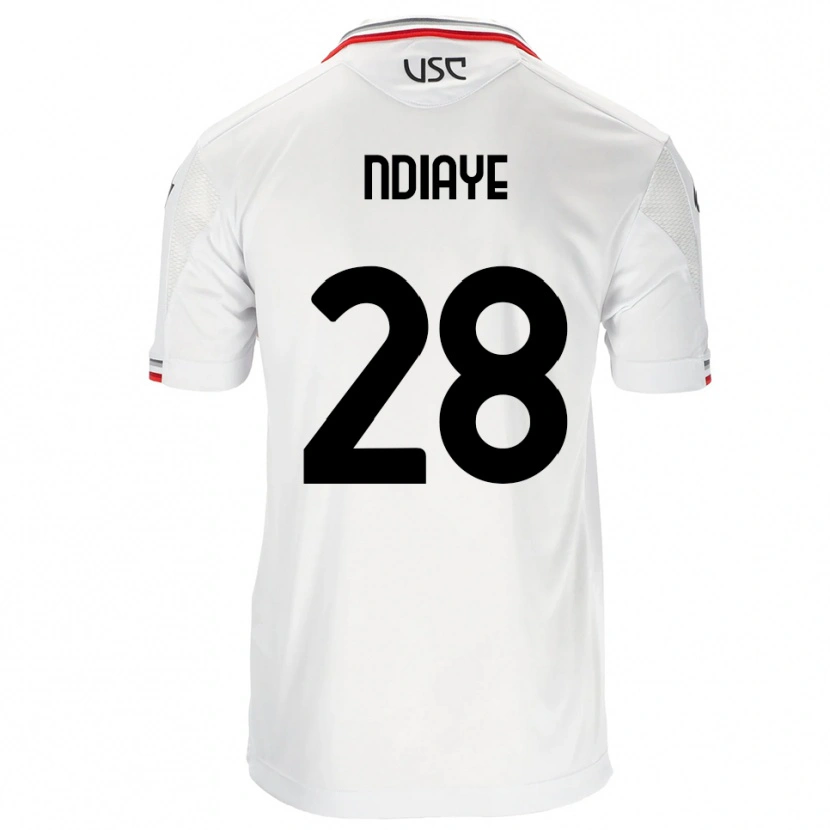 Danxen Uomo Maglia Maissa Ndiaye #28 Bianco Rosso Kit Gara Away 2025/26 Maglietta