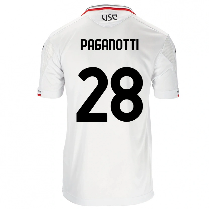 Danxen Uomo Maglia Michele Paganotti #28 Bianco Rosso Kit Gara Away 2025/26 Maglietta