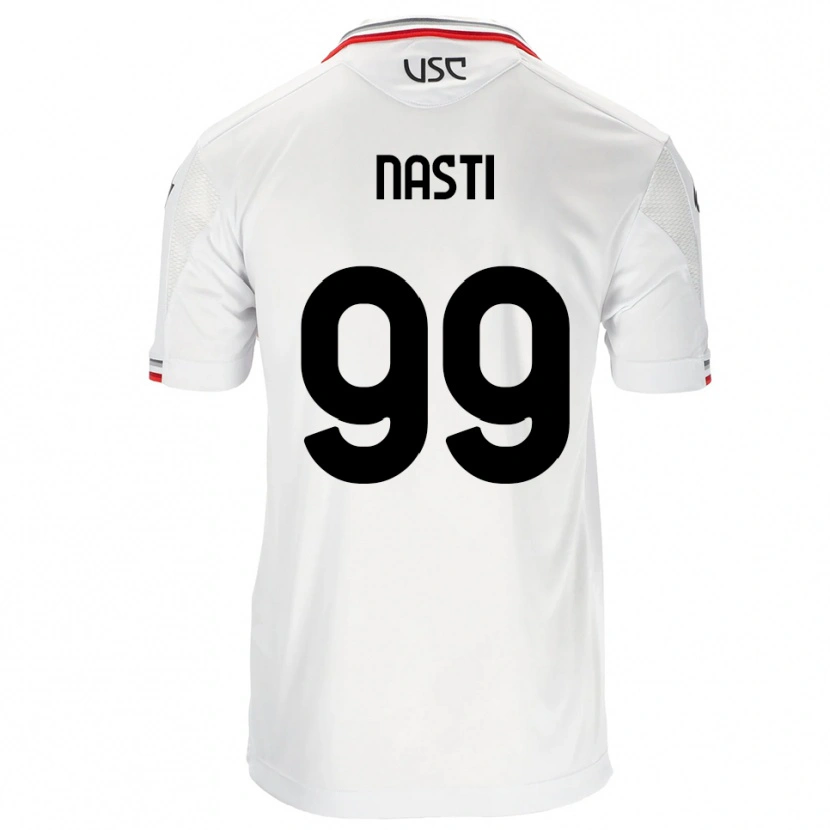 Danxen Uomo Maglia Marco Nasti #99 Bianco Rosso Kit Gara Away 2025/26 Maglietta