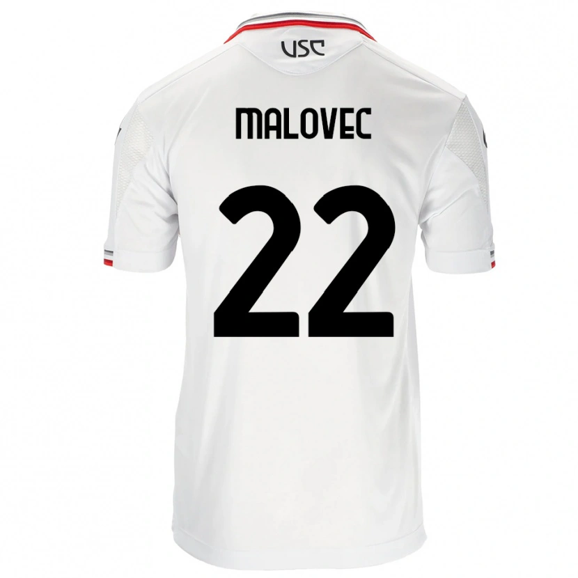 Danxen Uomo Maglia Adrian Malovec #22 Bianco Rosso Kit Gara Away 2025/26 Maglietta