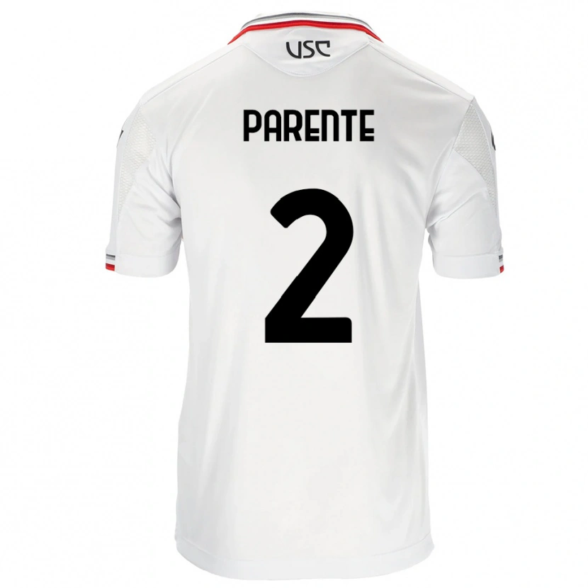 Danxen Uomo Maglia Mattia Parente #2 Bianco Rosso Kit Gara Away 2025/26 Maglietta
