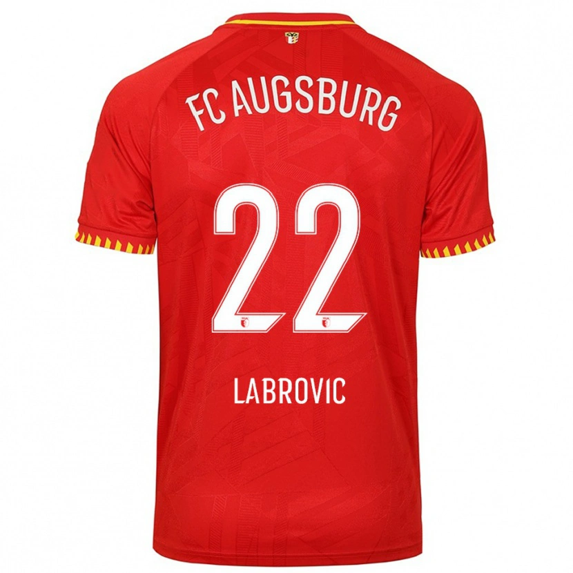 Danxen Uomo Maglia Nediljko Labrovic #22 Rosso Giallo Kit Gara Away 2025/26 Maglietta
