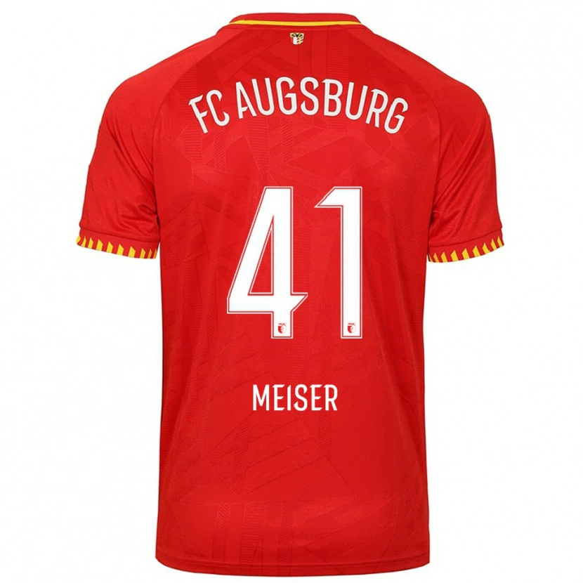 Danxen Uomo Maglia Felix Meiser #41 Rosso Giallo Kit Gara Away 2025/26 Maglietta