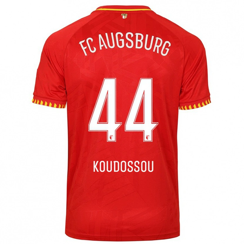 Danxen Uomo Maglia Henri Koudossou #44 Rosso Giallo Kit Gara Away 2025/26 Maglietta
