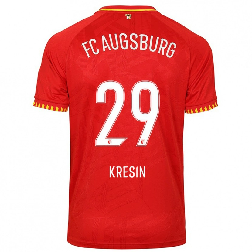 Danxen Uomo Maglia Constantin Kresin #29 Rosso Giallo Kit Gara Away 2025/26 Maglietta