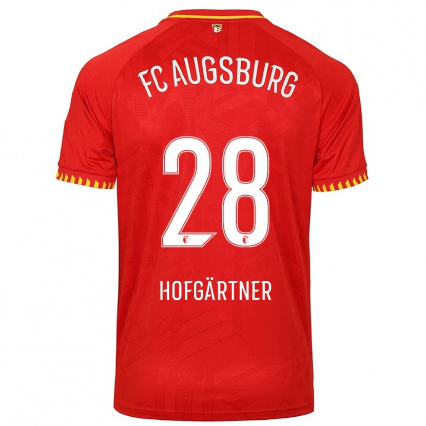 Danxen Uomo Maglia Hendrik Hofgärtner #28 Rosso Giallo Kit Gara Away 2025/26 Maglietta