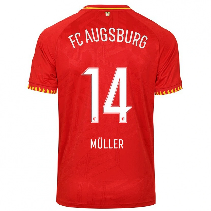 Danxen Uomo Maglia Mato Müller #14 Rosso Giallo Kit Gara Away 2025/26 Maglietta