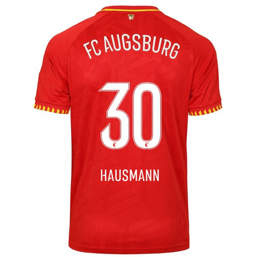 Danxen Uomo Maglia Daniel Hausmann #30 Rosso Giallo Kit Gara Away 2025/26 Maglietta