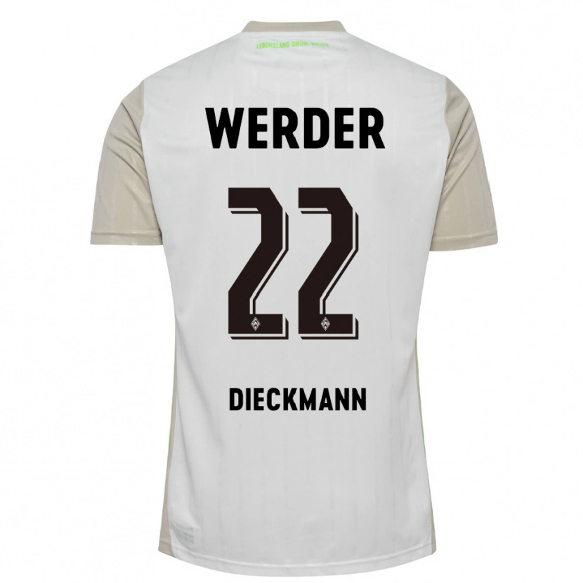Danxen Uomo Maglia Rieke Dieckmann #22 Bianco Nero Kit Gara Away 2025/26 Maglietta