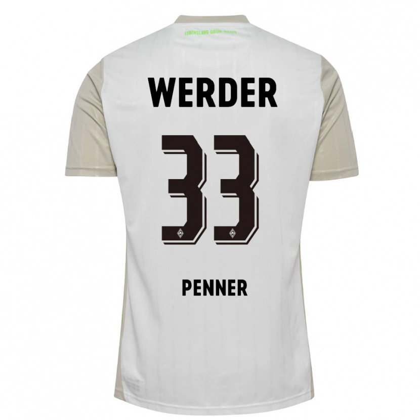 Danxen Uomo Maglia Maria Penner #33 Bianco Nero Kit Gara Away 2025/26 Maglietta