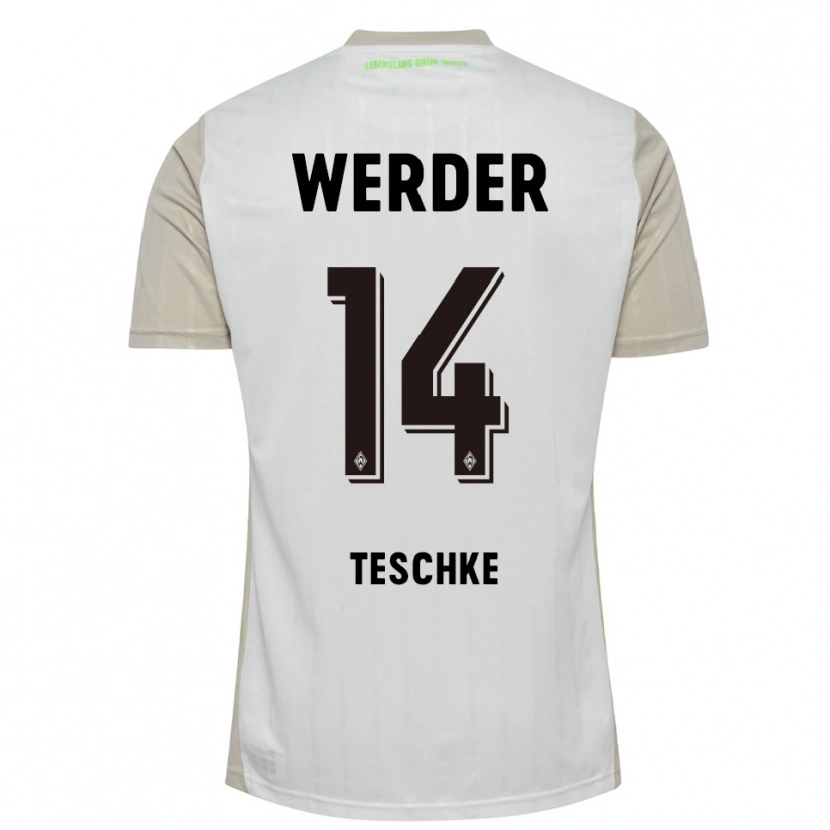Danxen Uomo Maglia Tim Teschke #14 Bianco Nero Kit Gara Away 2025/26 Maglietta
