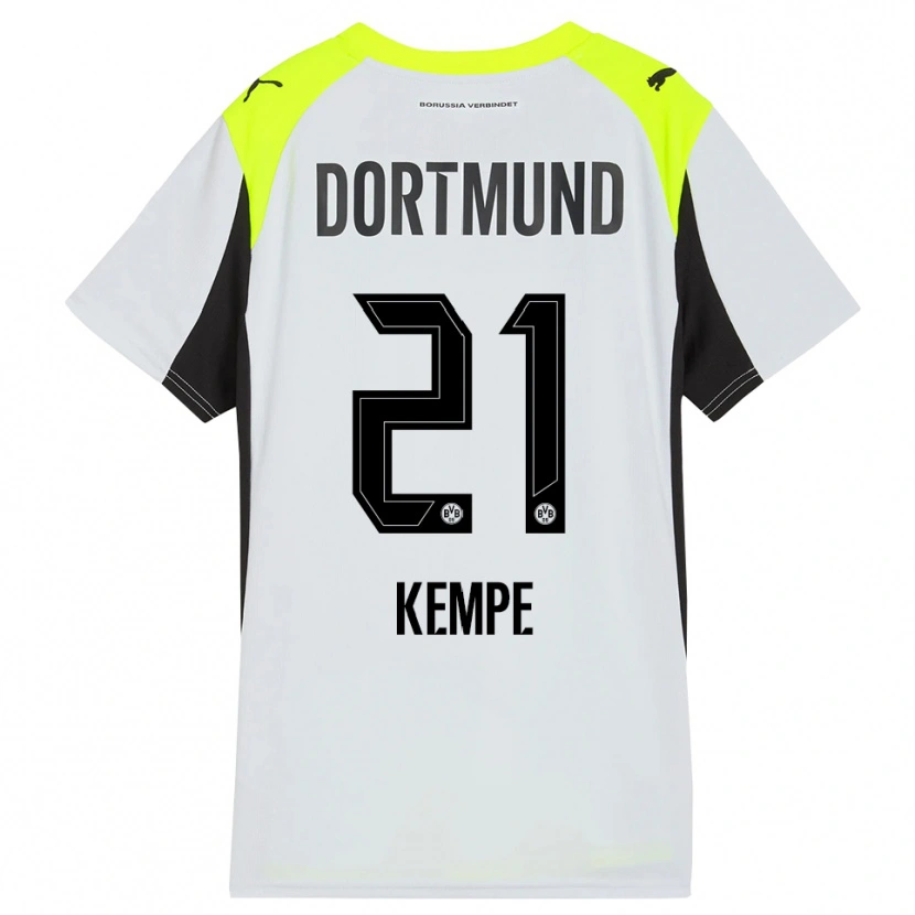 Danxen Uomo Maglia Frederike Kempe #21 Giallo Fluorescente Kit Gara Away 2025/26 Maglietta