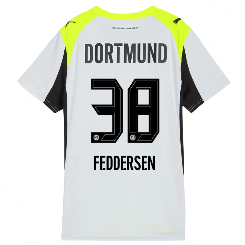 Danxen Uomo Maglia Jonas Feddersen #38 Giallo Fluorescente Kit Gara Away 2025/26 Maglietta
