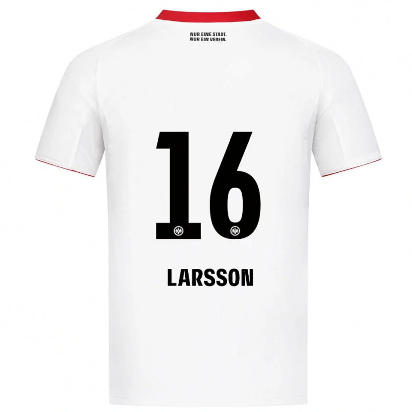 Danxen Uomo Maglia Hugo Larsson #16 Bianco Rosso Kit Gara Away 2025/26 Maglietta