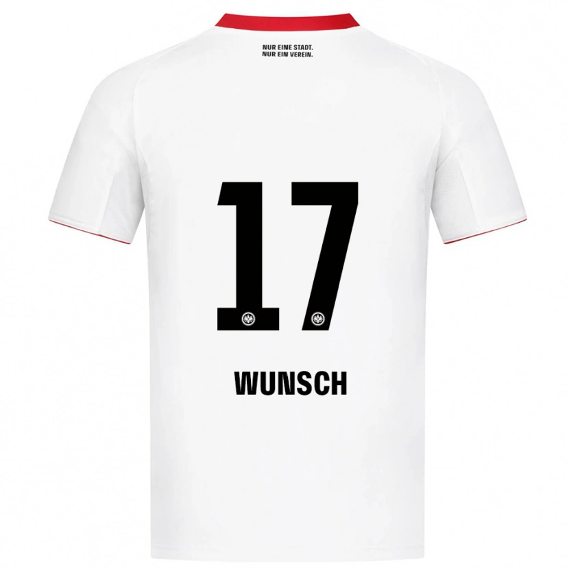 Danxen Uomo Maglia Paul Wünsch #17 Bianco Rosso Kit Gara Away 2025/26 Maglietta