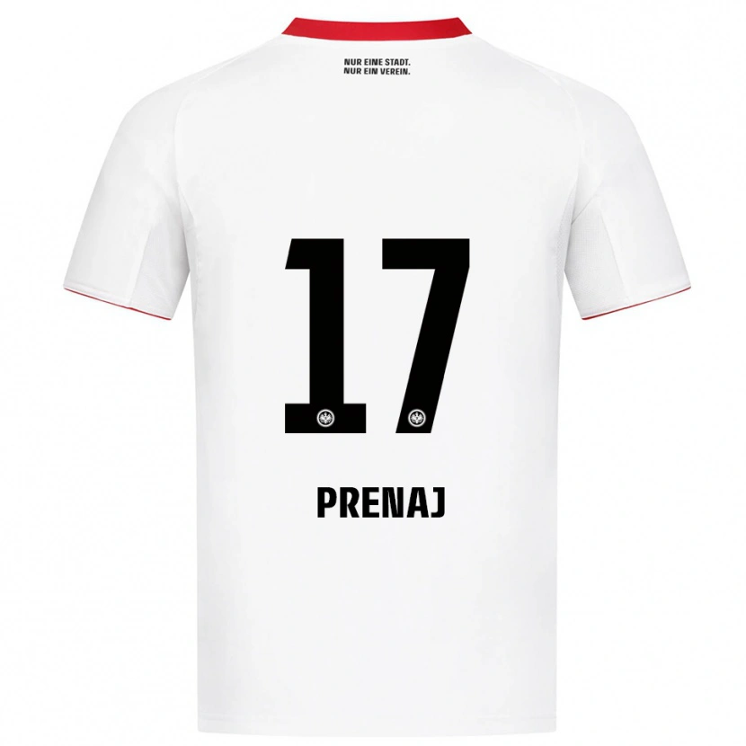 Danxen Uomo Maglia Christian Prenaj #17 Bianco Rosso Kit Gara Away 2025/26 Maglietta