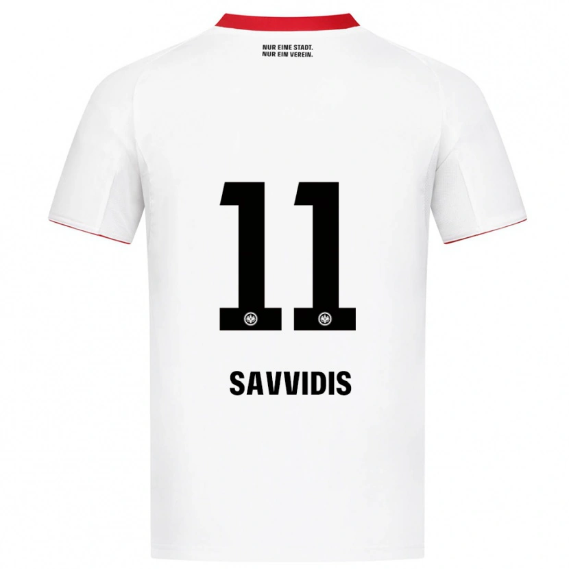 Danxen Uomo Maglia Rafail Savvidis #11 Bianco Rosso Kit Gara Away 2025/26 Maglietta