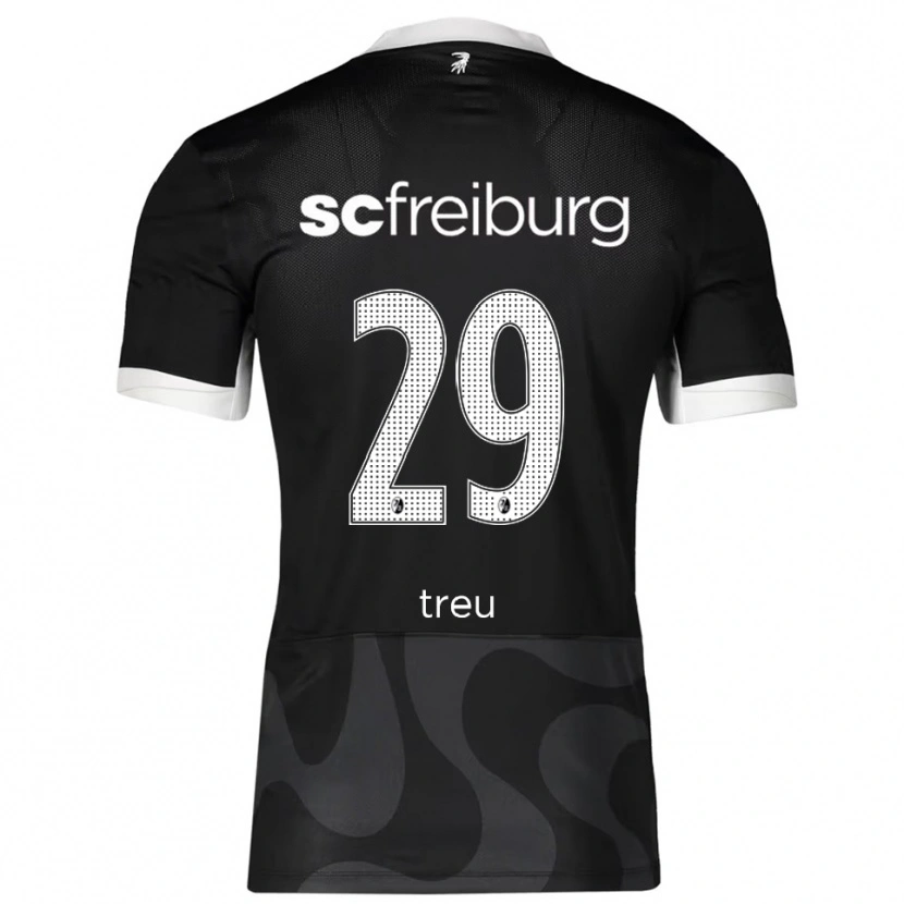 Danxen Uomo Maglia Philipp Treu #29 Nero Bianco Kit Gara Away 2025/26 Maglietta