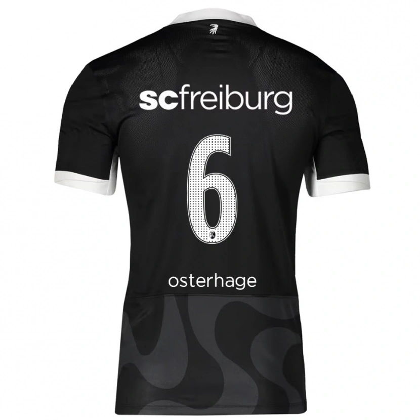 Danxen Uomo Maglia Patrick Osterhage #6 Nero Bianco Kit Gara Away 2025/26 Maglietta
