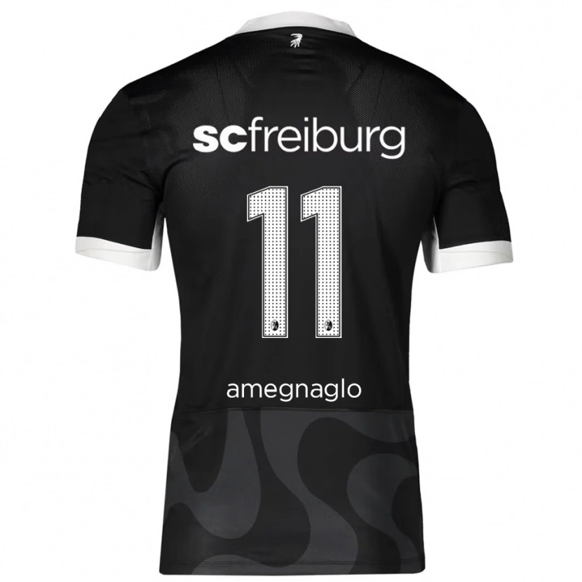 Danxen Uomo Maglia David Amegnaglo #11 Nero Bianco Kit Gara Away 2025/26 Maglietta
