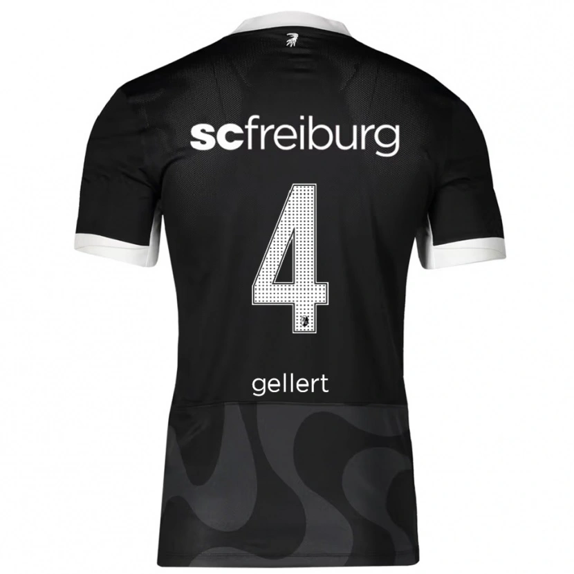 Danxen Uomo Maglia Fabian Gellert #4 Nero Bianco Kit Gara Away 2025/26 Maglietta