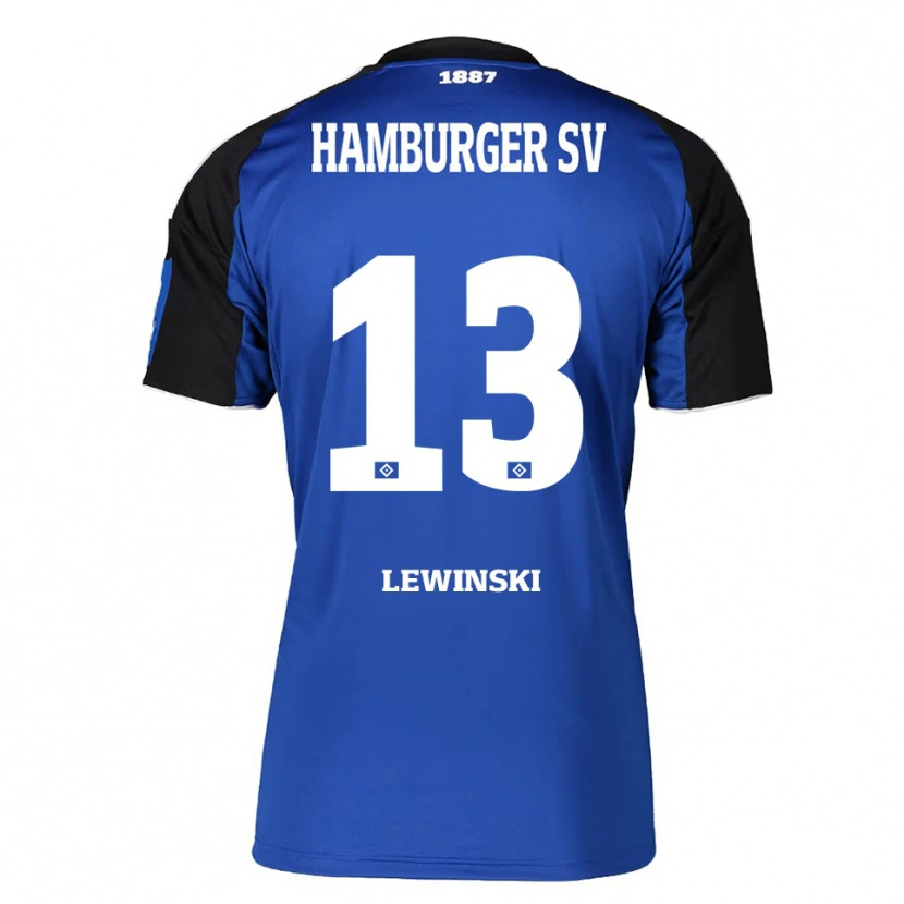 Danxen Uomo Maglia Fyn-Luca Lewinski #13 Blu Nero Kit Gara Away 2025/26 Maglietta