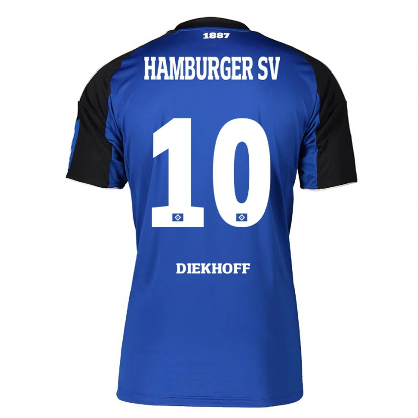 Danxen Uomo Maglia Hannah Diekhoff #10 Blu Nero Kit Gara Away 2025/26 Maglietta