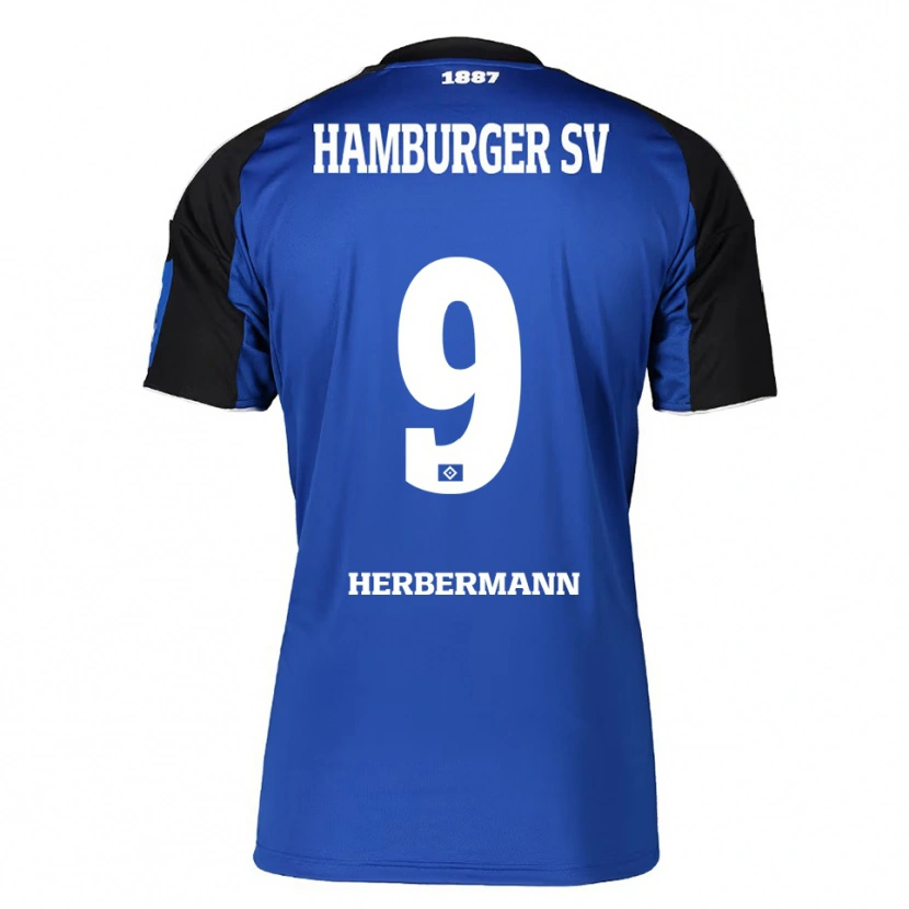 Danxen Uomo Maglia Kevin Herbermann #9 Blu Nero Kit Gara Away 2025/26 Maglietta