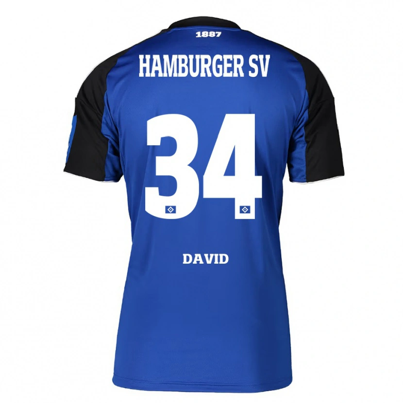 Danxen Uomo Maglia Jonas David #34 Blu Nero Kit Gara Away 2025/26 Maglietta