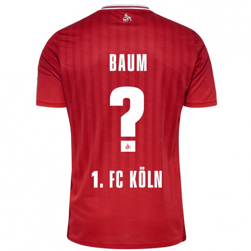 Danxen Uomo Maglia Julius Baum #0 Rosso Bianco Kit Gara Away 2025/26 Maglietta