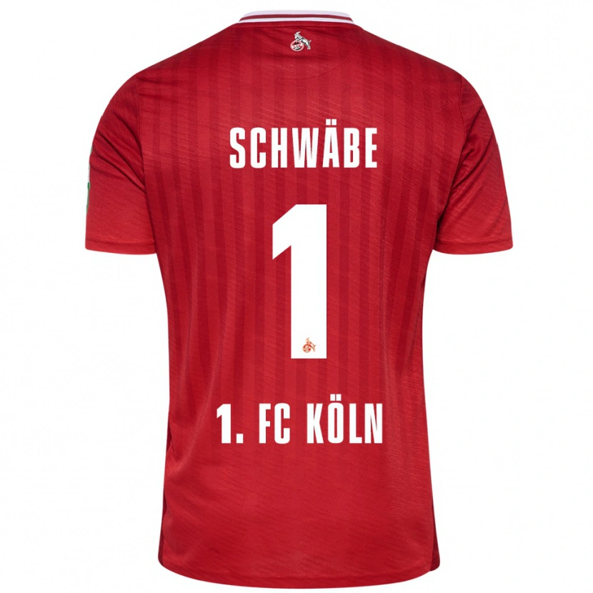 Danxen Uomo Maglia Marvin Schwäbe #1 Rosso Bianco Kit Gara Away 2025/26 Maglietta