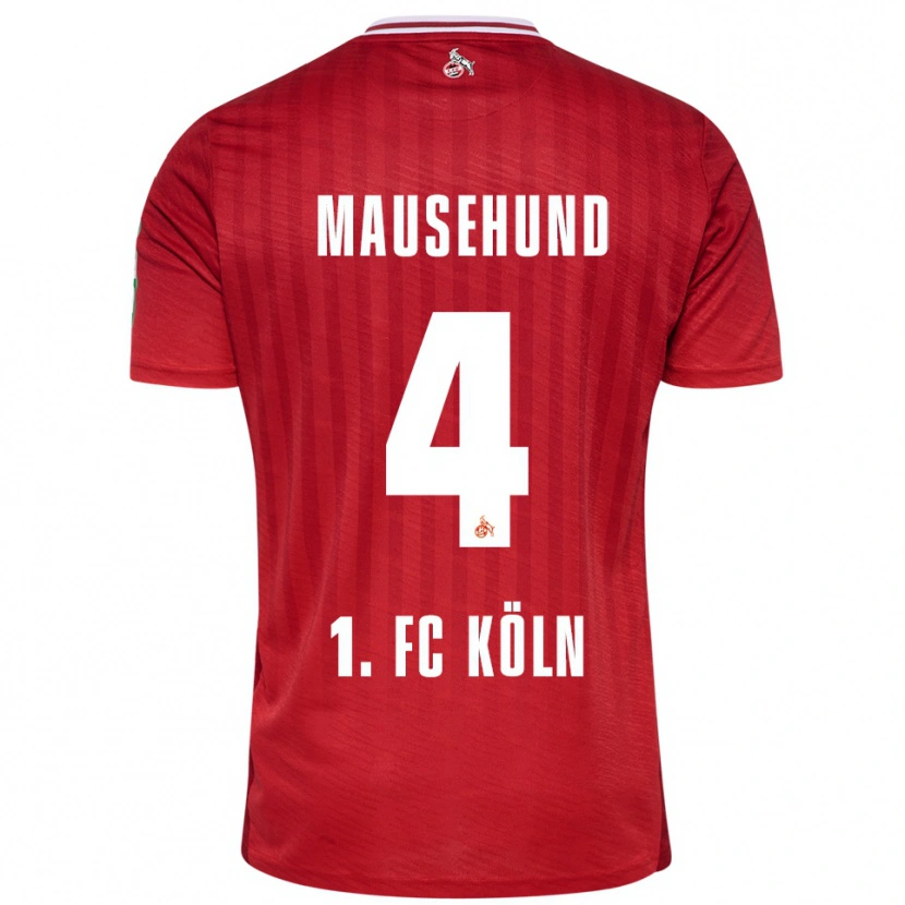 Danxen Uomo Maglia Yannick Mausehund #4 Rosso Bianco Kit Gara Away 2025/26 Maglietta