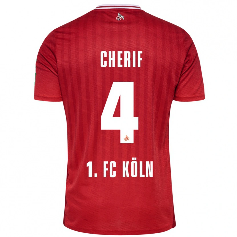Danxen Uomo Maglia Hamed Cherif #4 Rosso Bianco Kit Gara Away 2025/26 Maglietta