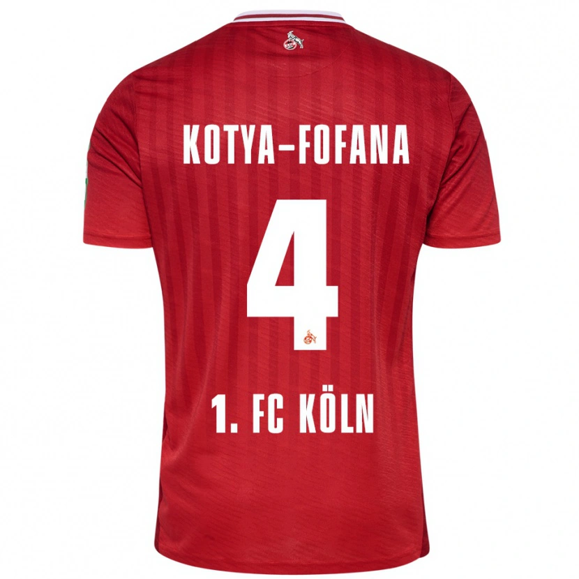 Danxen Uomo Maglia Assad Kotya-Fofana #4 Rosso Bianco Kit Gara Away 2025/26 Maglietta