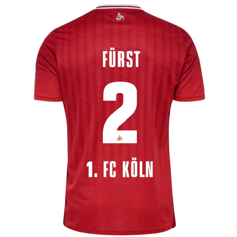 Danxen Uomo Maglia David Fürst #2 Rosso Bianco Kit Gara Away 2025/26 Maglietta