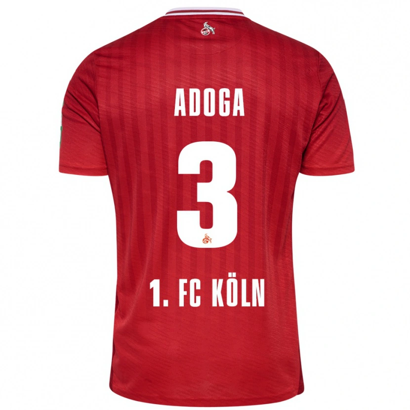 Danxen Uomo Maglia Brian Adoga #3 Rosso Bianco Kit Gara Away 2025/26 Maglietta