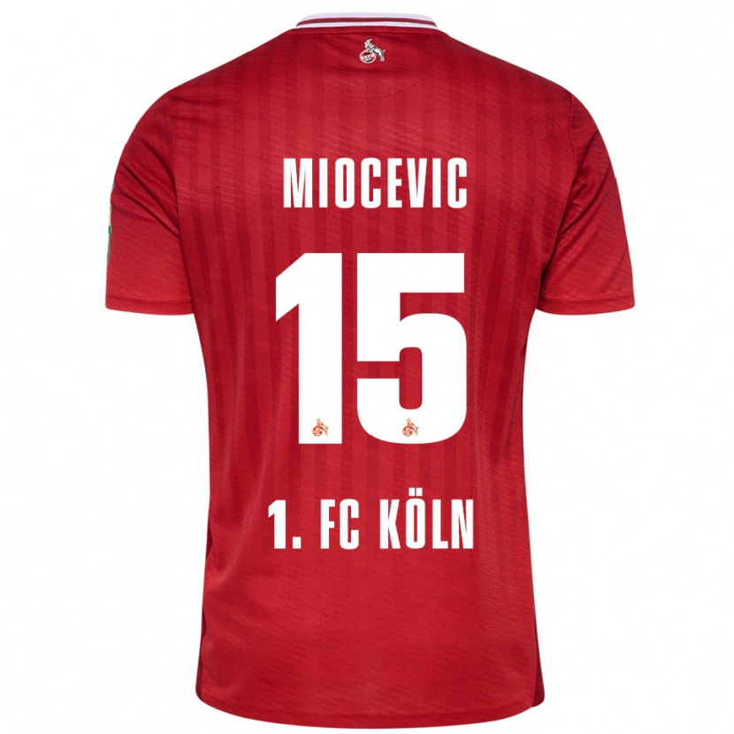 Danxen Uomo Maglia Gabriel Miocevic #15 Rosso Bianco Kit Gara Away 2025/26 Maglietta
