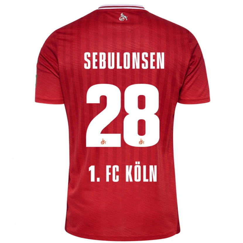 Danxen Uomo Maglia Sebastian Sebulonsen #28 Rosso Bianco Kit Gara Away 2025/26 Maglietta