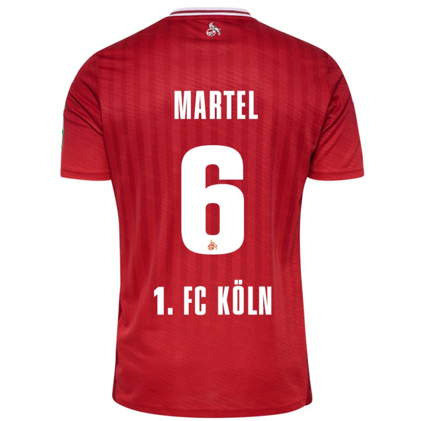 Danxen Uomo Maglia Eric Martel #6 Rosso Bianco Kit Gara Away 2025/26 Maglietta