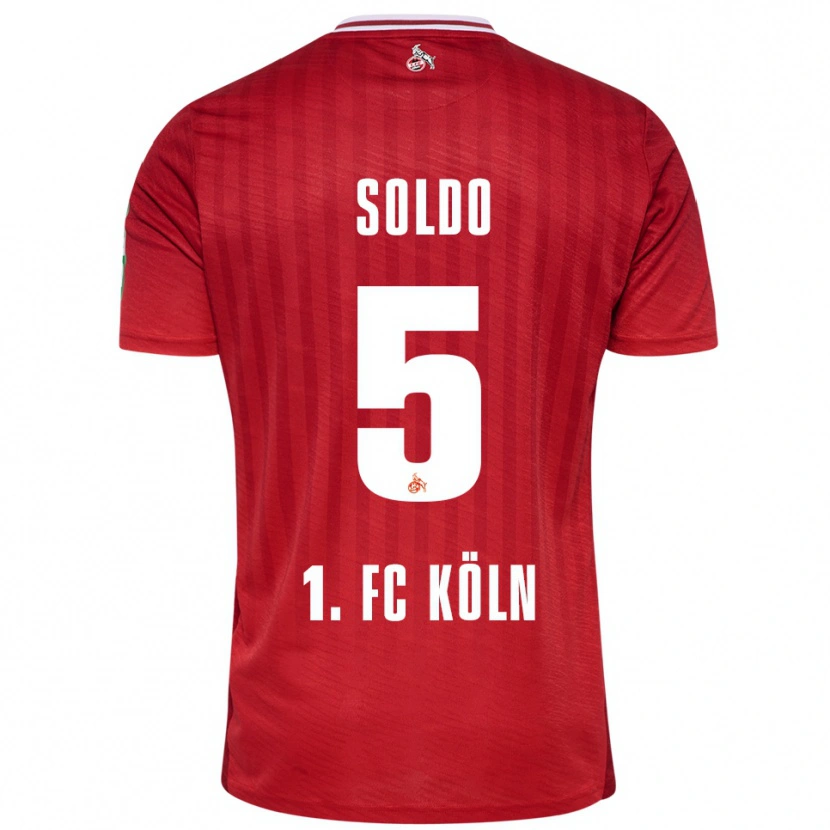 Danxen Uomo Maglia Nikola Soldo #5 Rosso Bianco Kit Gara Away 2025/26 Maglietta