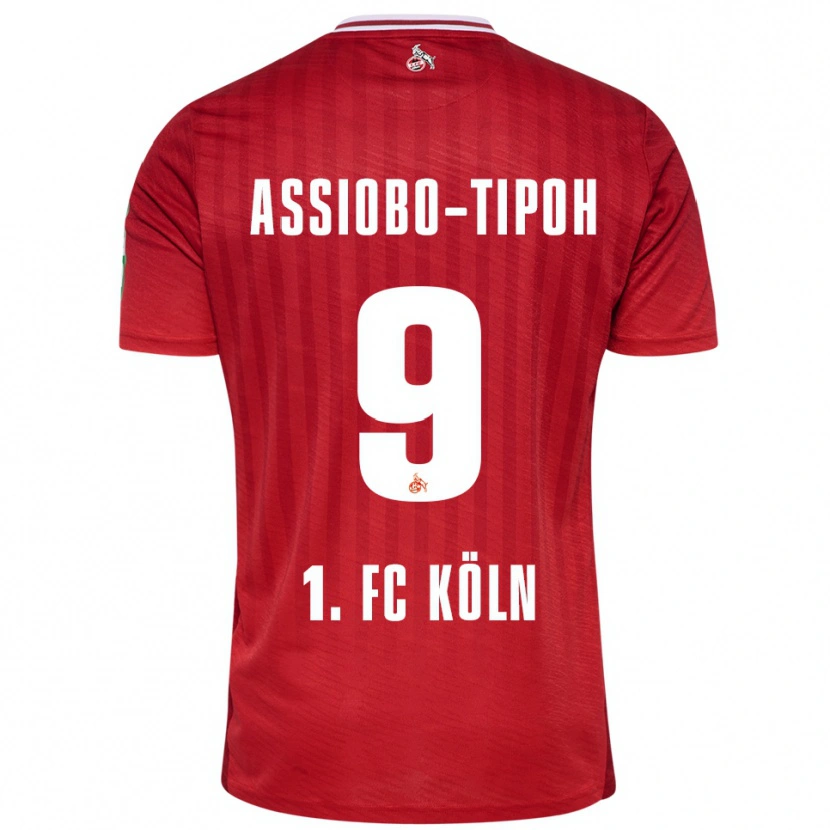 Danxen Uomo Maglia Elfried Assiobo-Tipoh #9 Rosso Bianco Kit Gara Away 2025/26 Maglietta