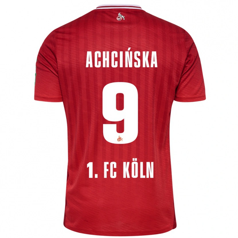 Danxen Uomo Maglia Adriana Achcińska #9 Rosso Bianco Kit Gara Away 2025/26 Maglietta