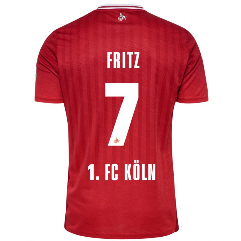Danxen Uomo Maglia Johannes Fritz #7 Rosso Bianco Kit Gara Away 2025/26 Maglietta